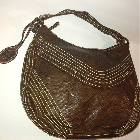 L@@K! Beautiful NWOT red by Marc Ecko Large Studded Round slouch hobo - Picture 12 of 16